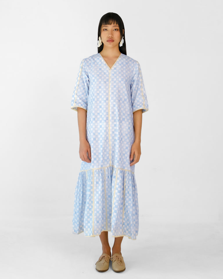 Load image into Gallery viewer, Svalbard Blue Checkered Dress