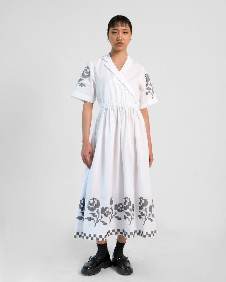 Load image into Gallery viewer, Tuli Lapel Cross Stitch Embroidery Dress