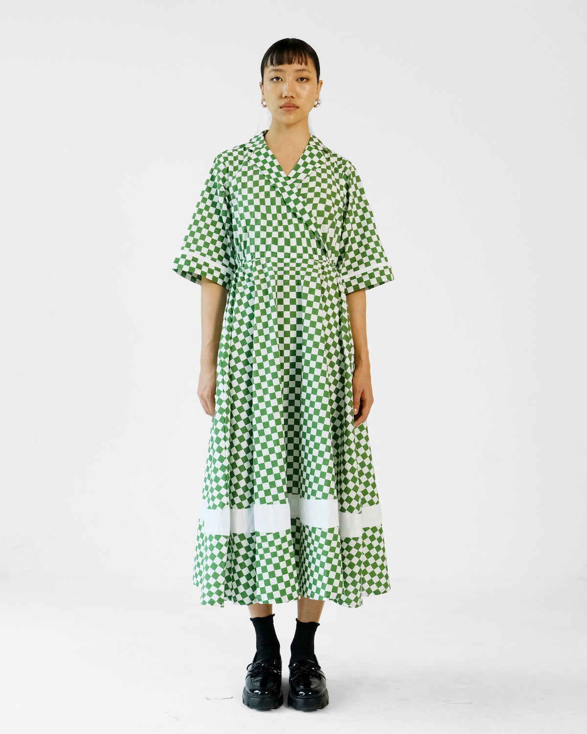 Juliette Lapel Checkered Dress