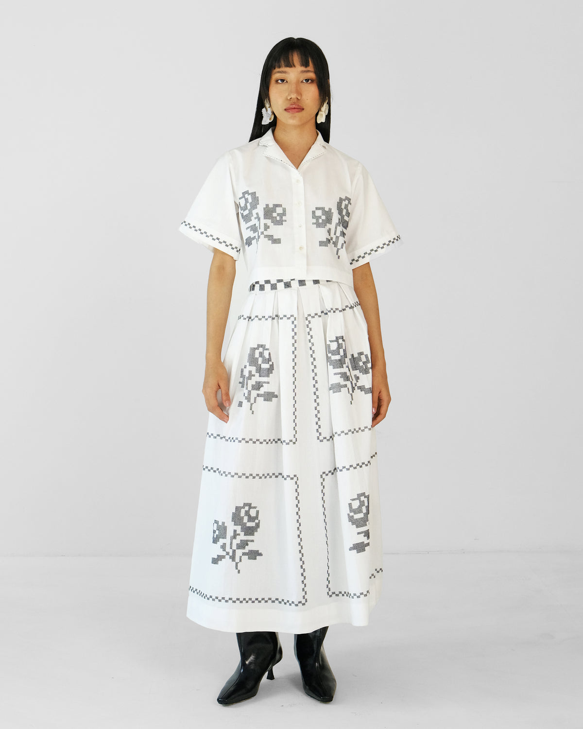 Aster Cross stitch Embroidery Skirt & Top
