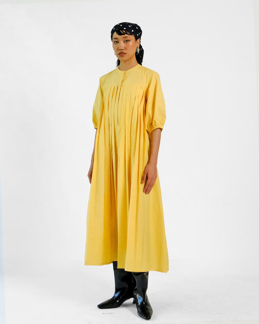 Iris Pleated Yellow Dress