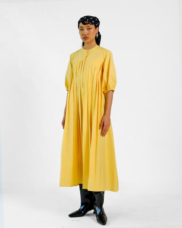 Load image into Gallery viewer, Iris Pleated Yellow Dress