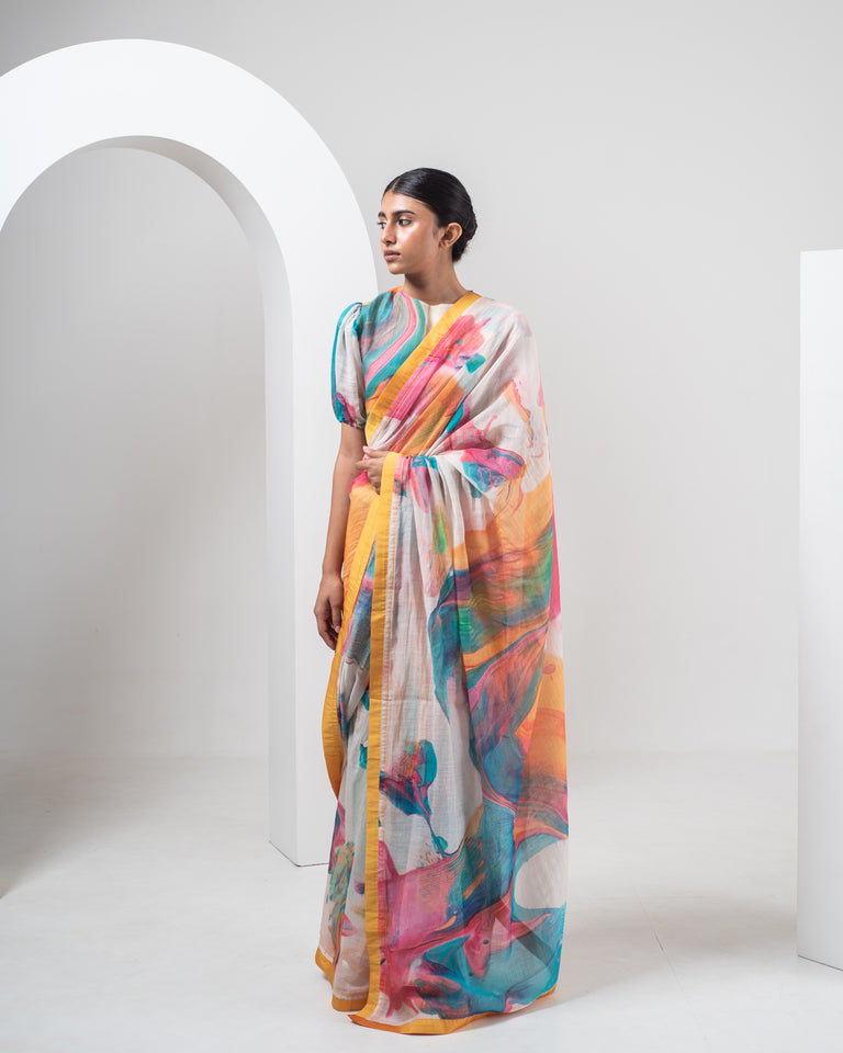 Load image into Gallery viewer, Agate Multicoloured Chanderi Silk Saree