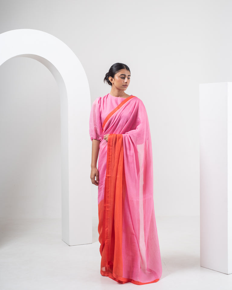 Load image into Gallery viewer, Sangria Ombre Chanderi Silk Saree