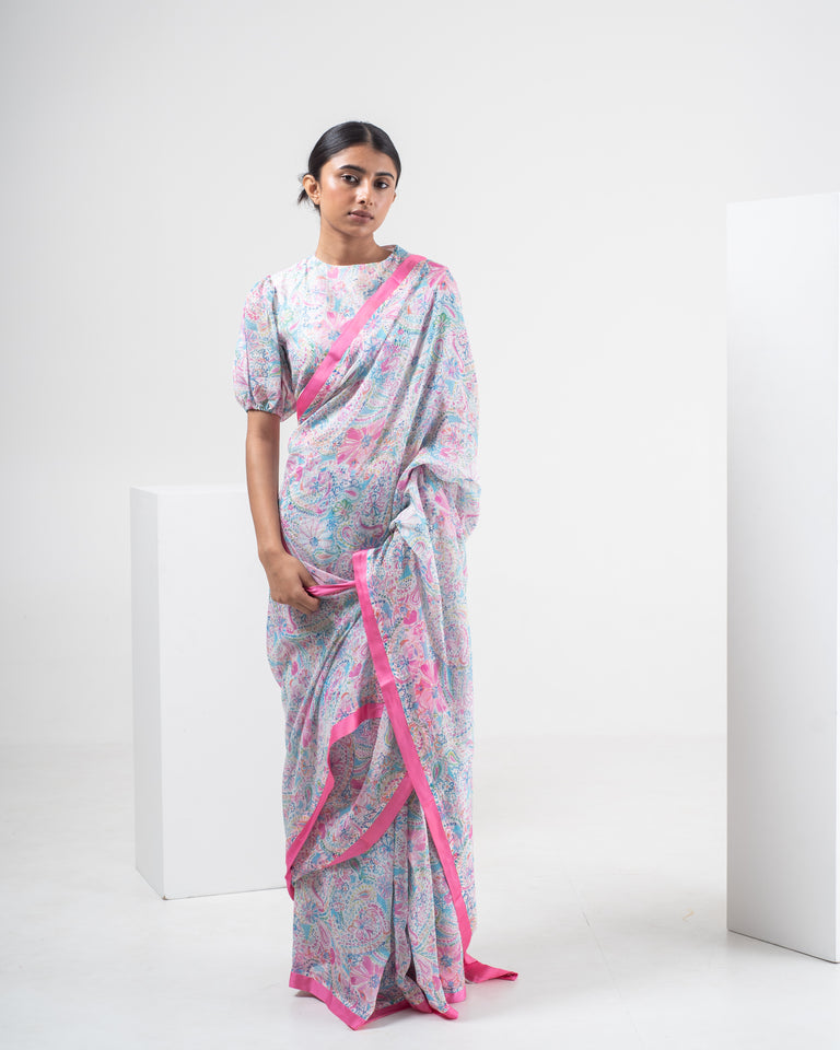 Load image into Gallery viewer, Maze Printed Chanderi Silk Saree
