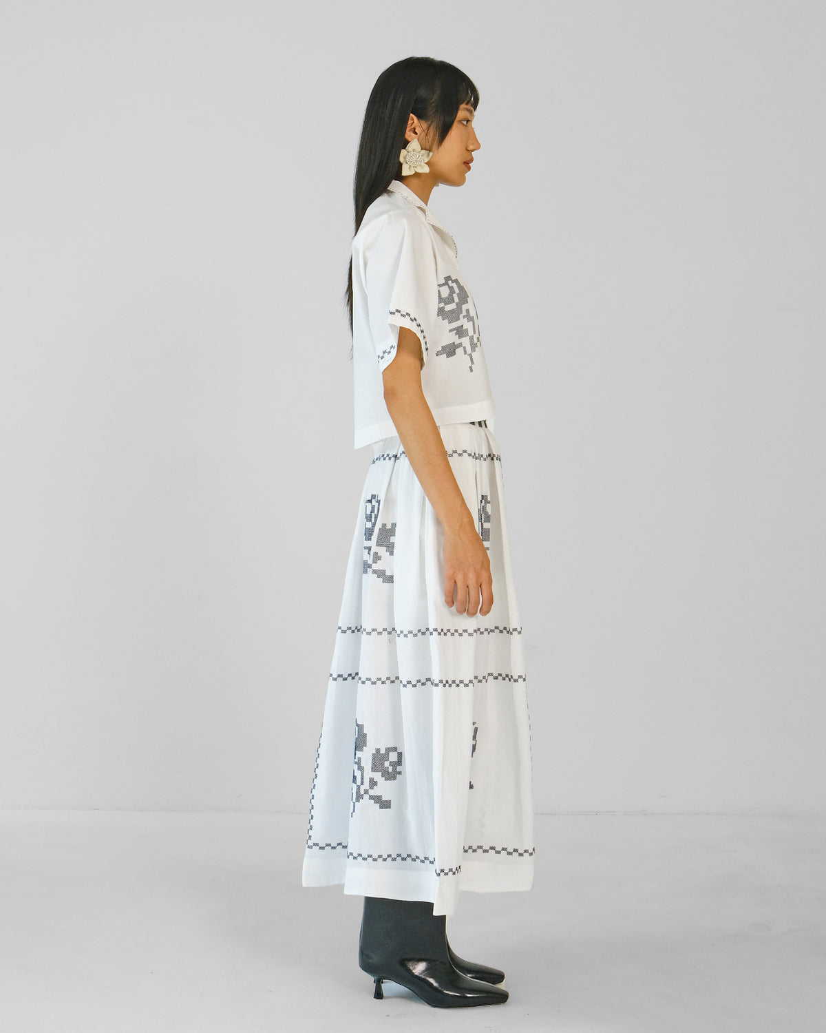 Aster Cross stitch Embroidery Skirt & Top