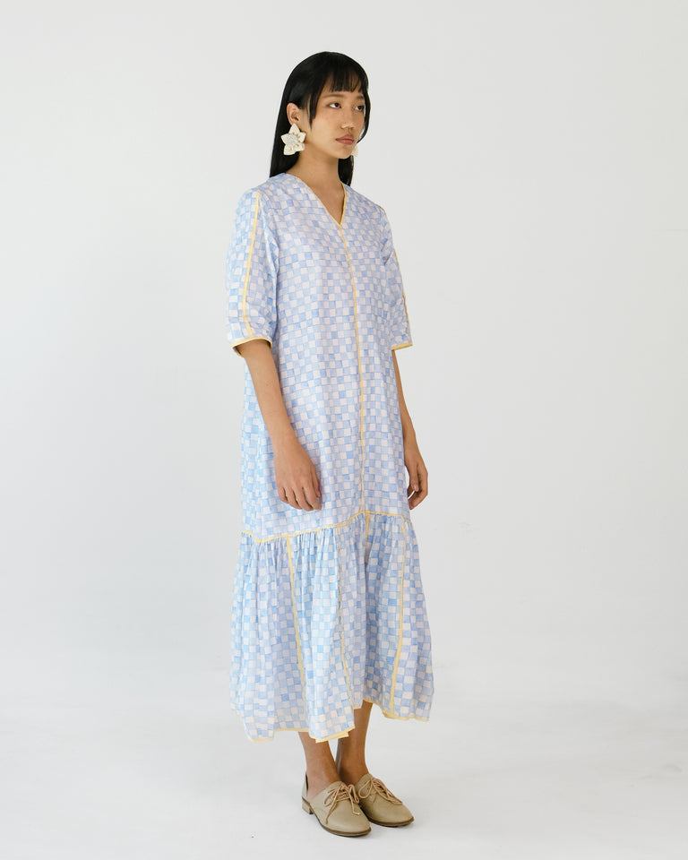 Load image into Gallery viewer, Svalbard Blue Checkered Dress