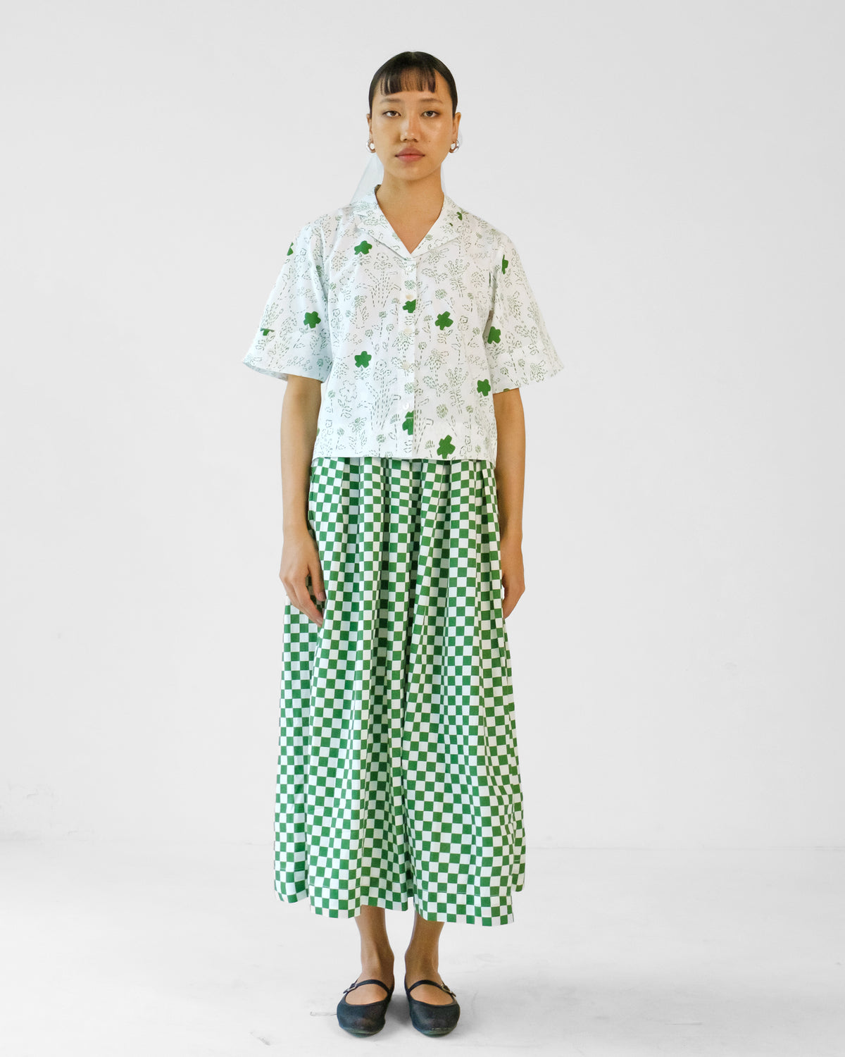 Petunia Checkered Skirt & Floral Top
