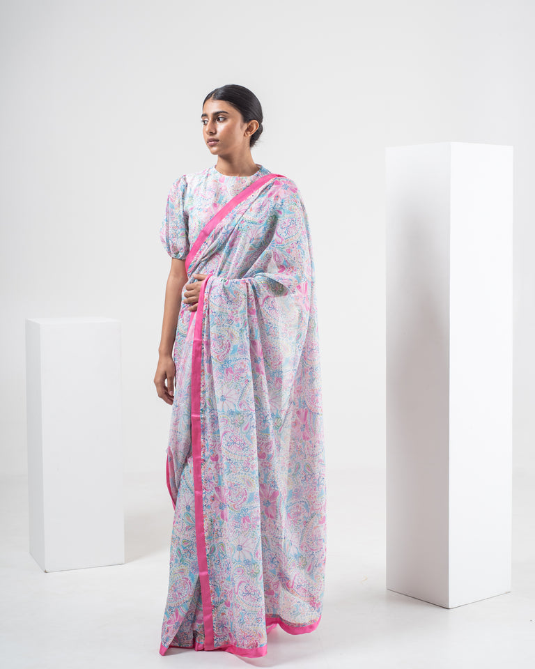 Load image into Gallery viewer, Maze Printed Chanderi Silk Saree