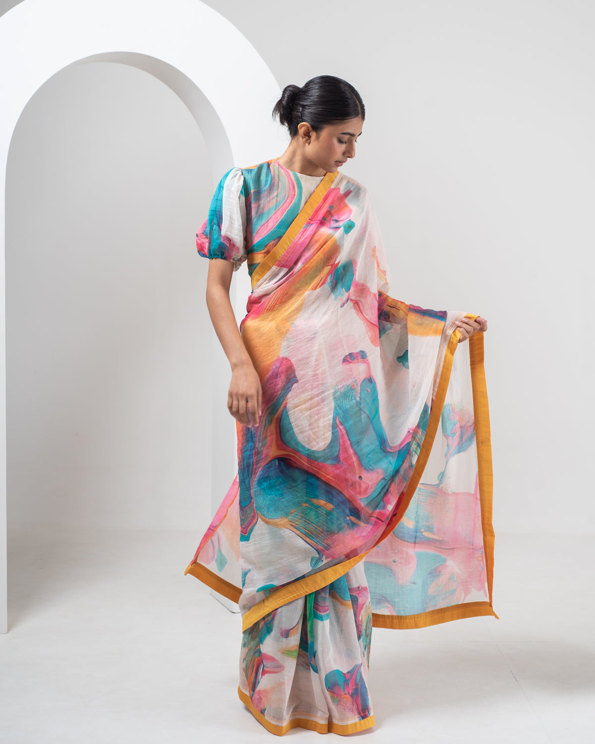Agate Multicoloured Chanderi Silk Saree