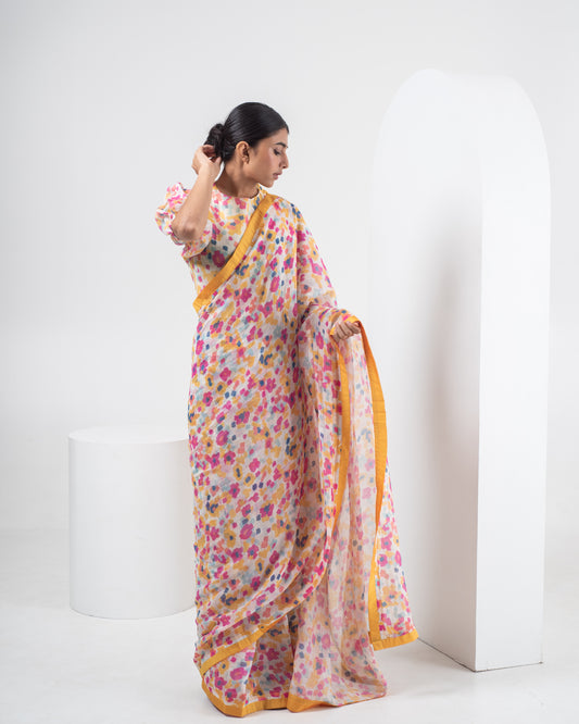 Begonia Multicoloured Chanderi Silk Saree
