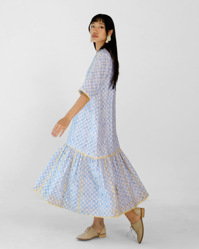 Load image into Gallery viewer, Svalbard Blue Checkered Dress