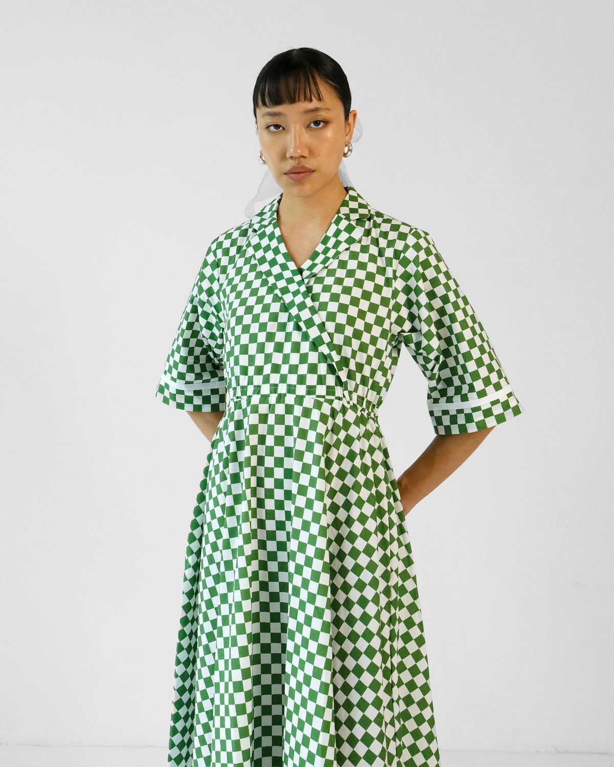 Juliette Lapel Checkered Dress