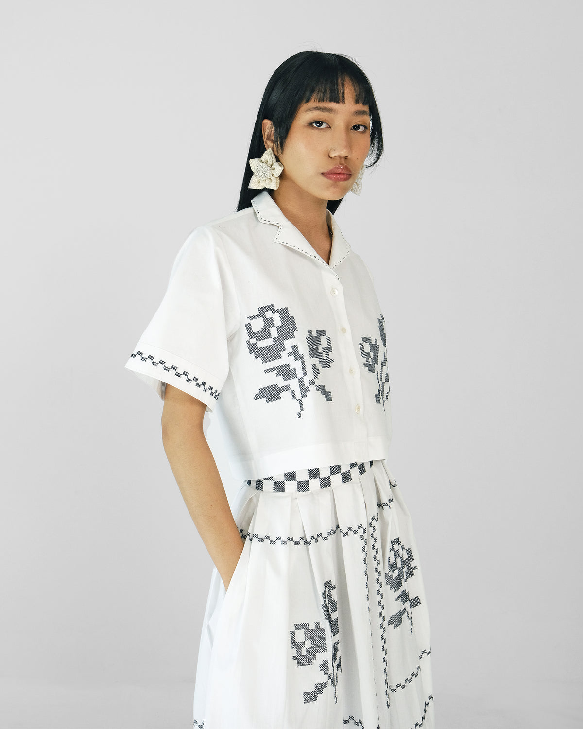 Aster Cross stitch Embroidery Skirt & Top