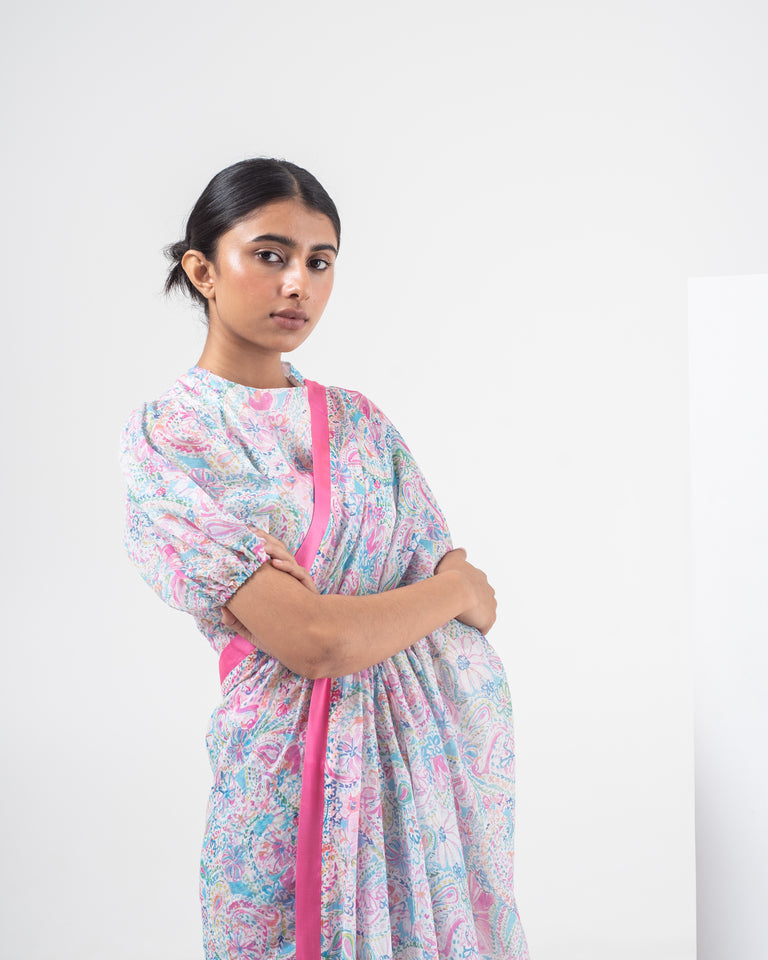Load image into Gallery viewer, Maze Printed Chanderi Silk Saree