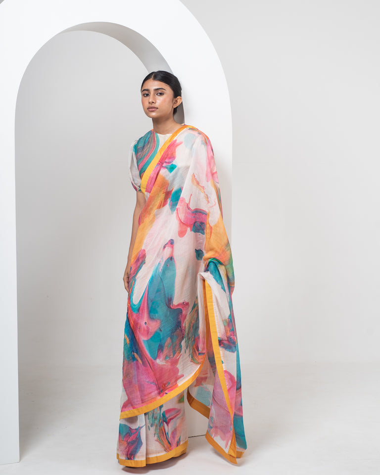 Load image into Gallery viewer, Agate Multicoloured Chanderi Silk Saree