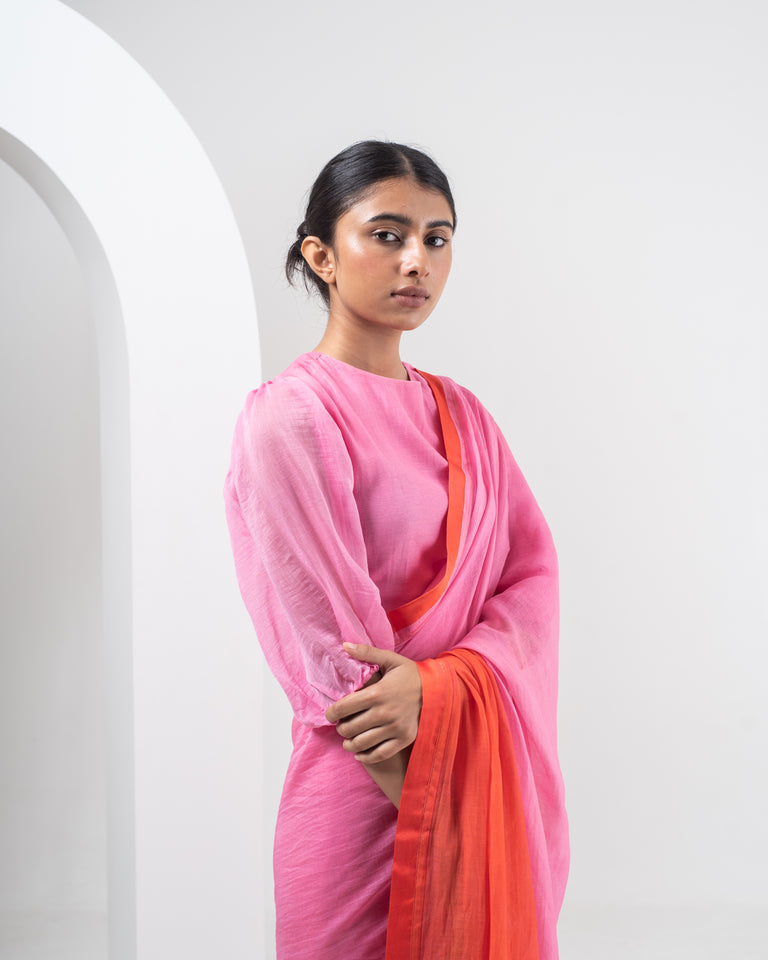 Load image into Gallery viewer, Sangria Ombre Chanderi Silk Saree