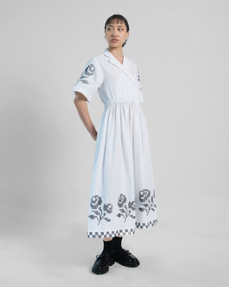 Load image into Gallery viewer, Tuli Lapel Cross Stitch Embroidery Dress