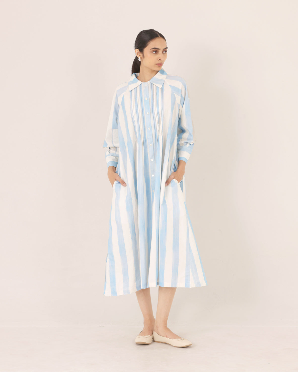 Vale Pintuck Stripe Dress