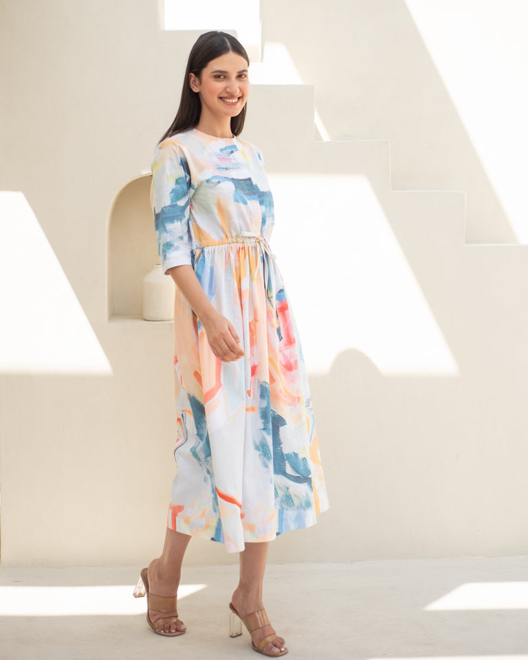 Load image into Gallery viewer, Zenia Drawstring Dress