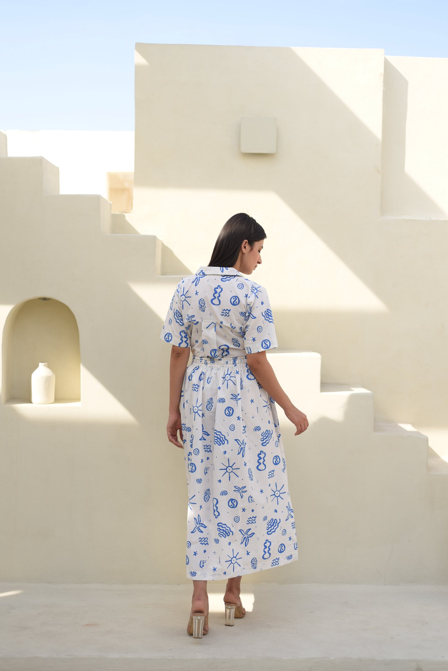 June Cuban Collar & Skirt Co-ord Set