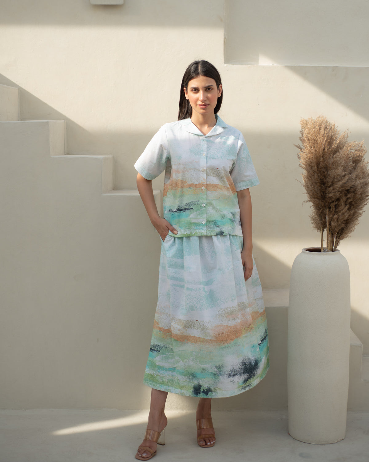Barbados Cuban Collar & Skirt Co-ord Set
