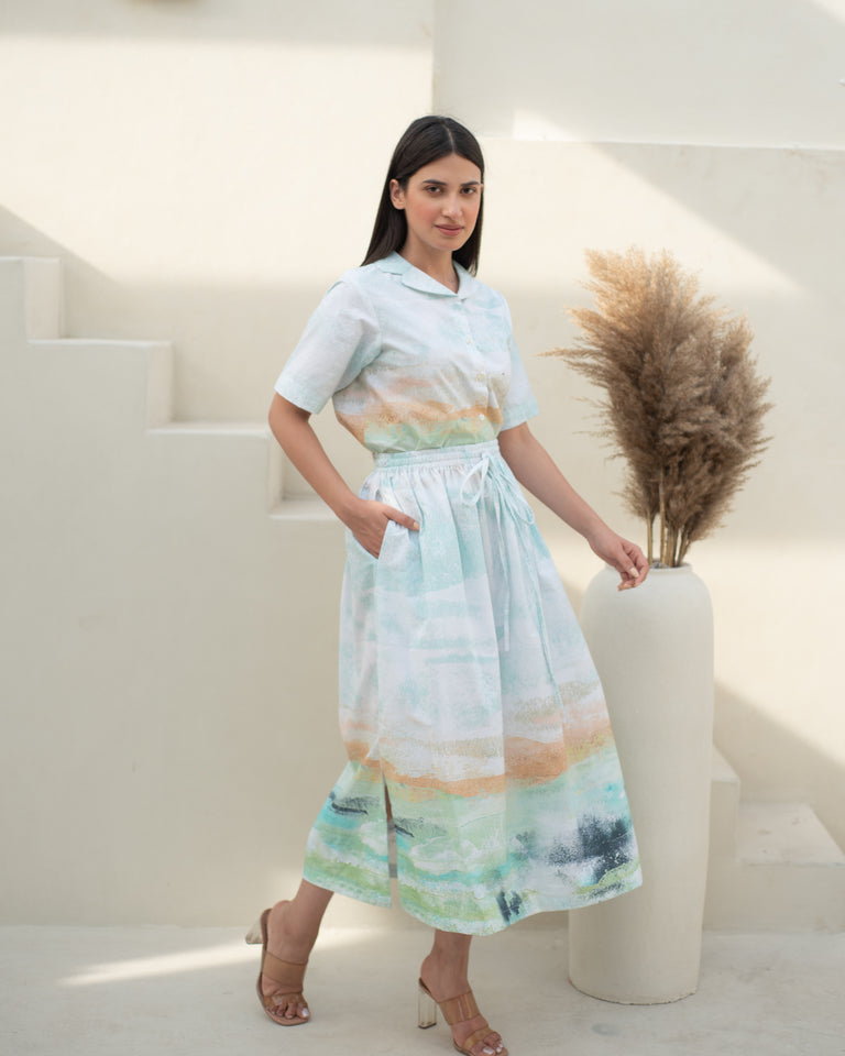 Load image into Gallery viewer, Barbados Cuban Collar & Skirt Co-ord Set