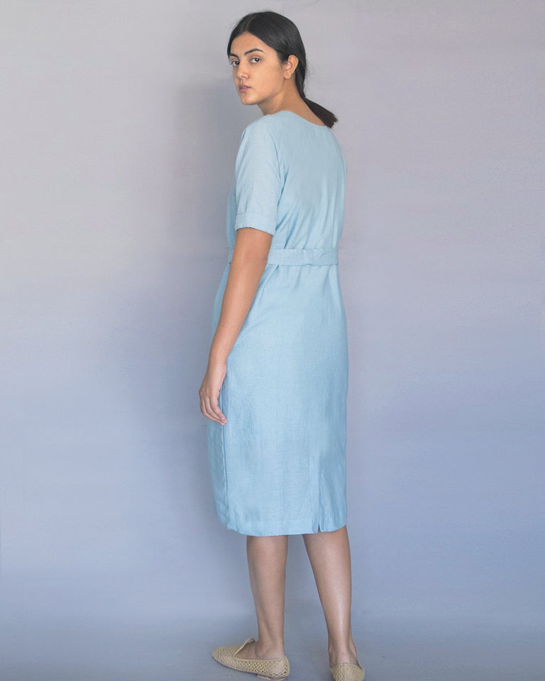 Load image into Gallery viewer, Powder Blue Cocoon Dress