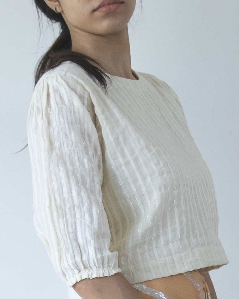 Load image into Gallery viewer, Ivory Stripe Cotton Blouse