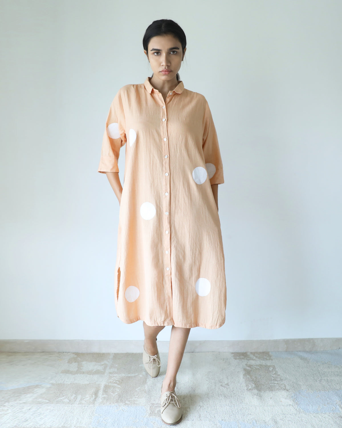 Hazelnut Polka Shirt Dress