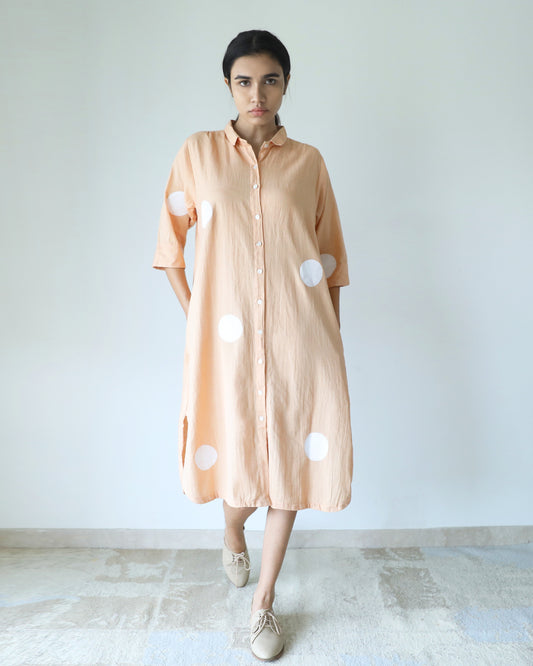 Hazelnut Polka Shirt Dress