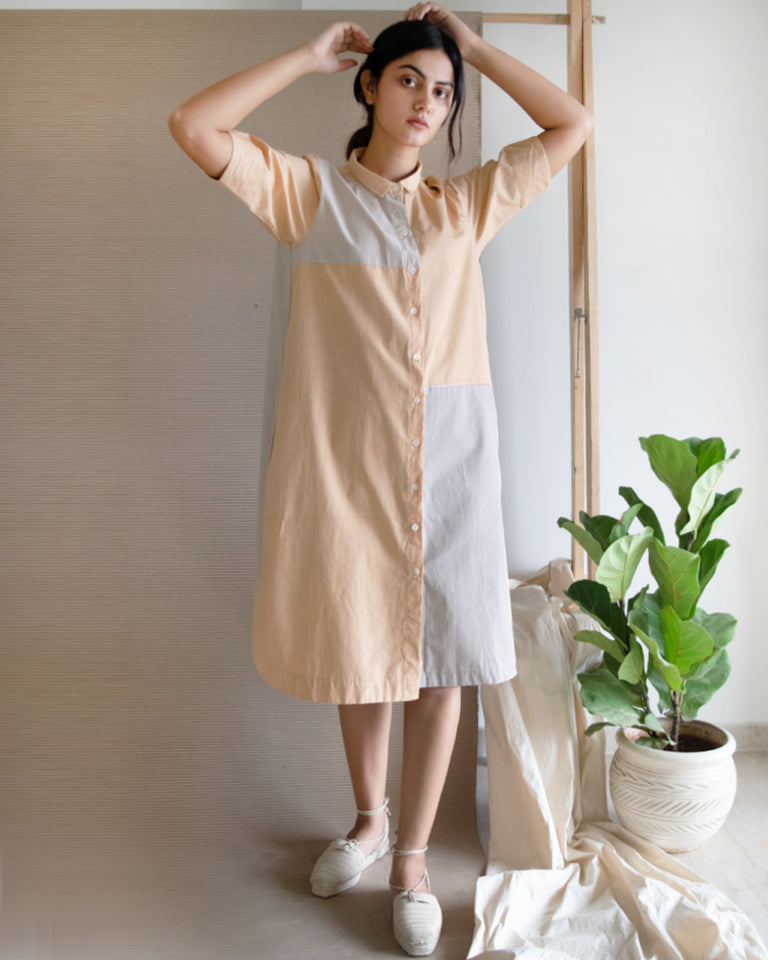 Load image into Gallery viewer, Colour Block Shirt Dress