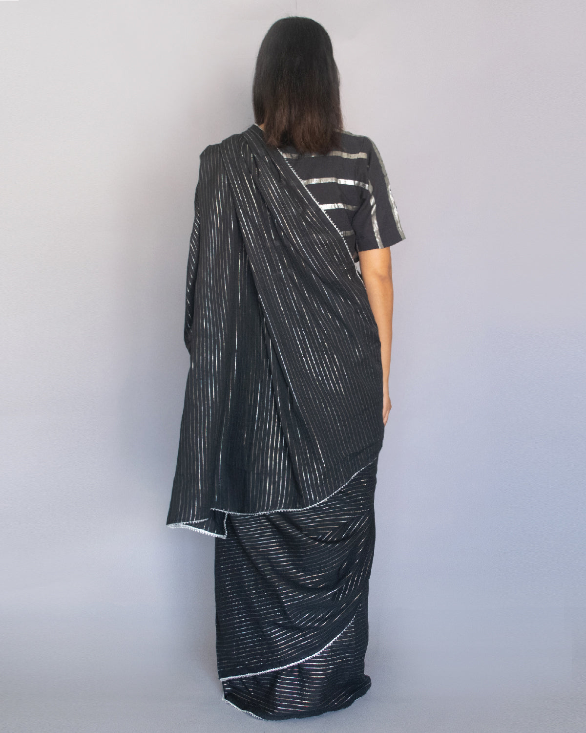 Black Cotton Zari Saree