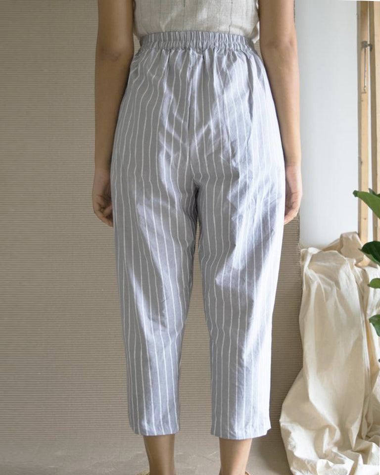 Load image into Gallery viewer, Grey Stripe Pegged Pants