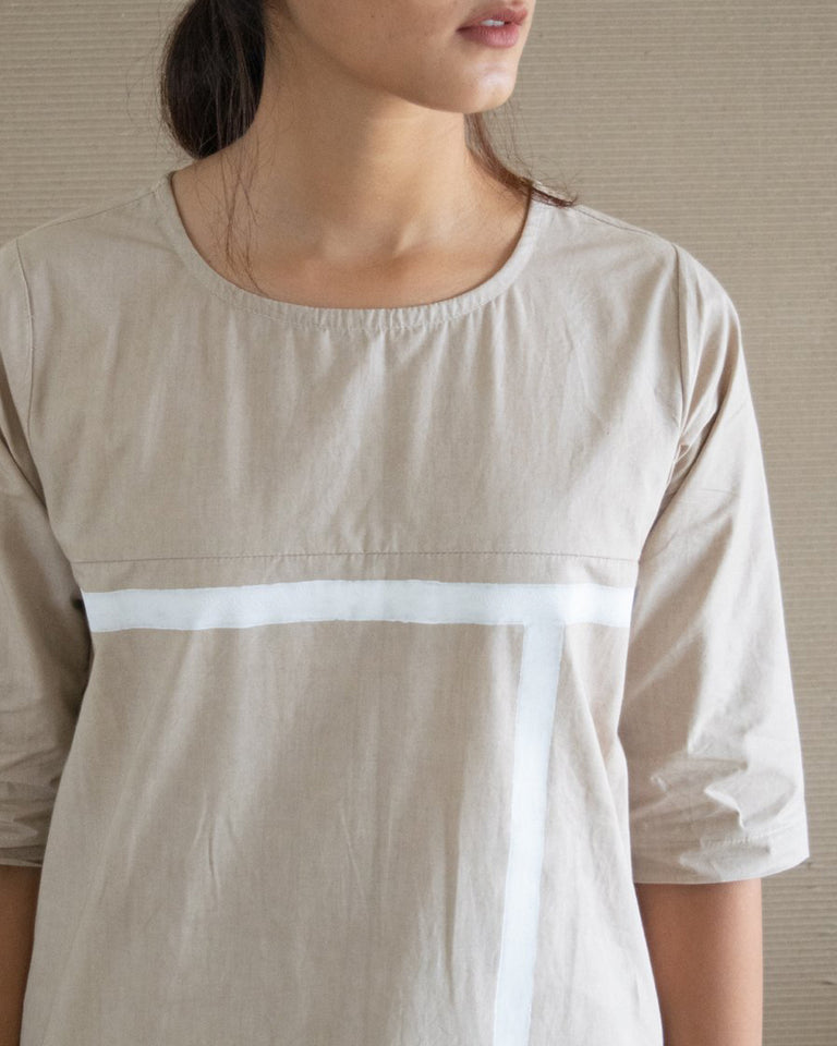 Load image into Gallery viewer, Beige Short Sleeve Tunic