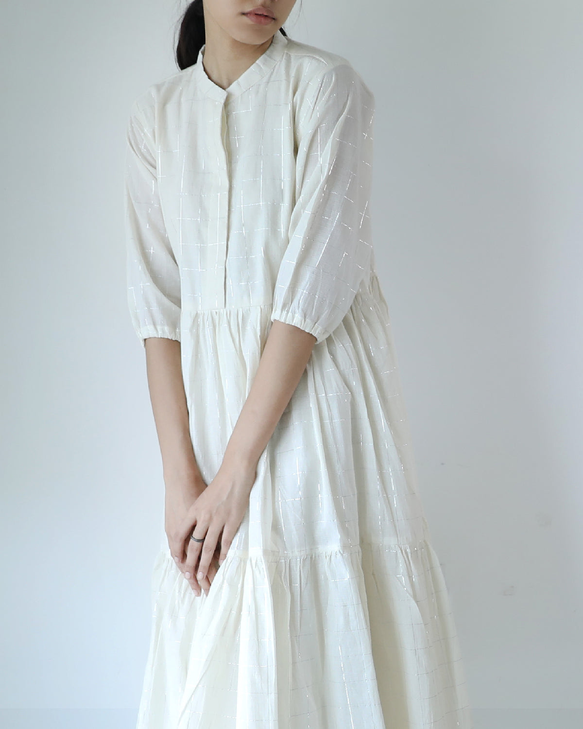 Ivory Checks Tier Dress