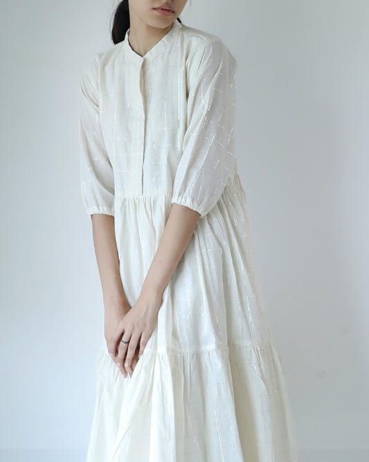 Ivory Checks Tier Dress