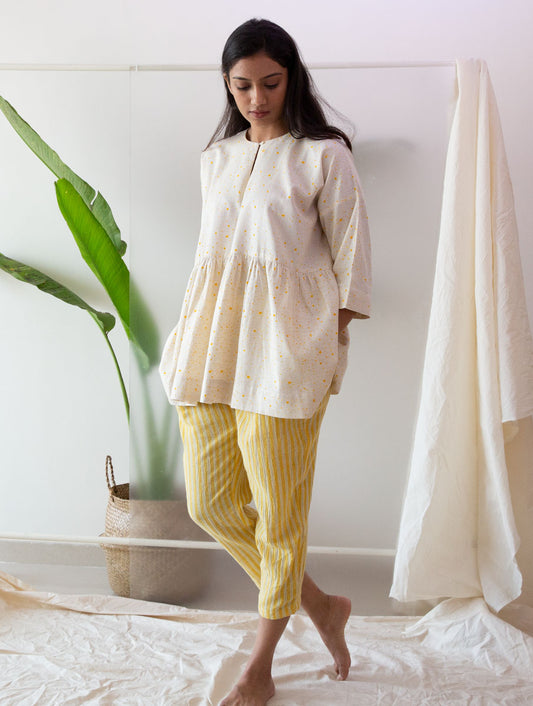 Yellow Splash Drop Shoulder Top