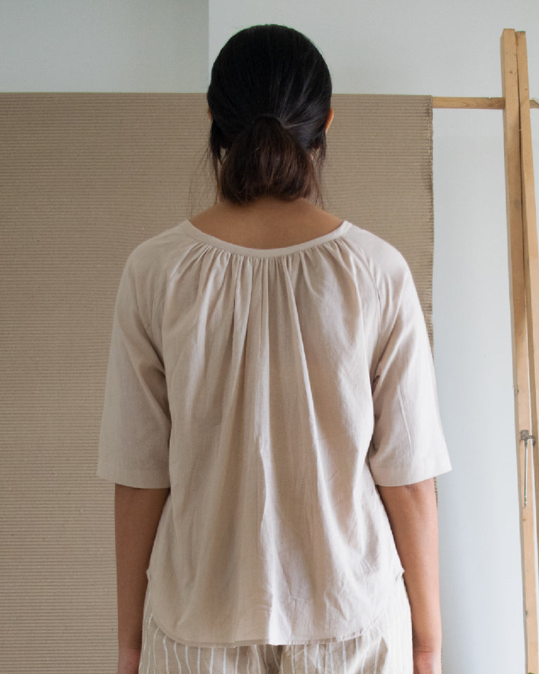 Load image into Gallery viewer, Beige Round Neck Top and Pant Set