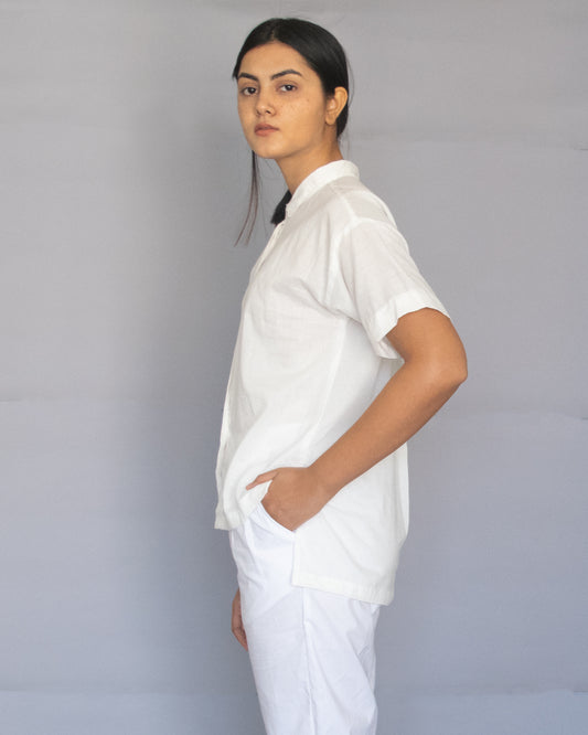 White Drop Shoulder Top