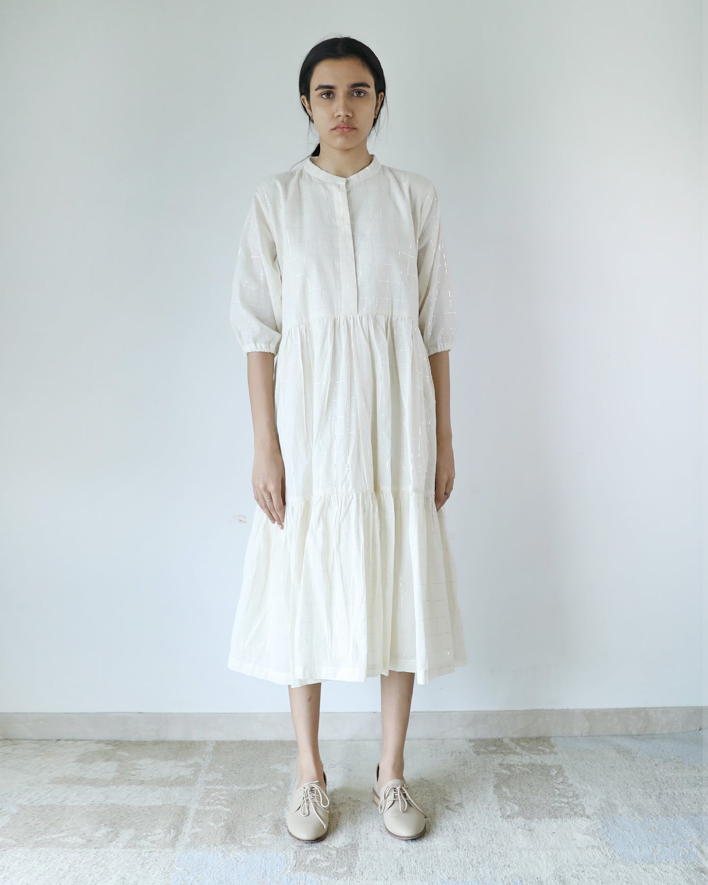 Ivory Checks Tier Dress