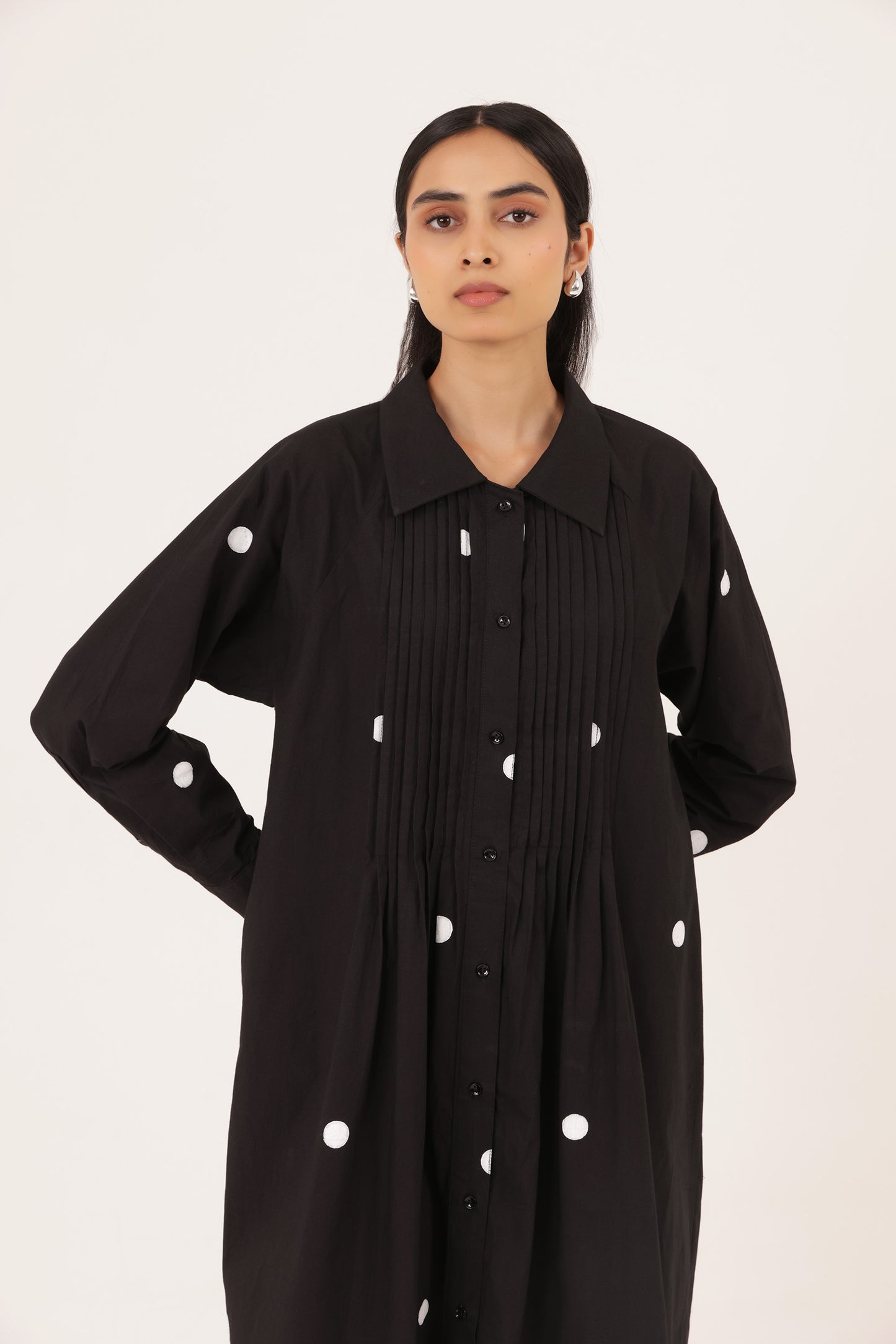 Noir Pintuck Stripe Dress