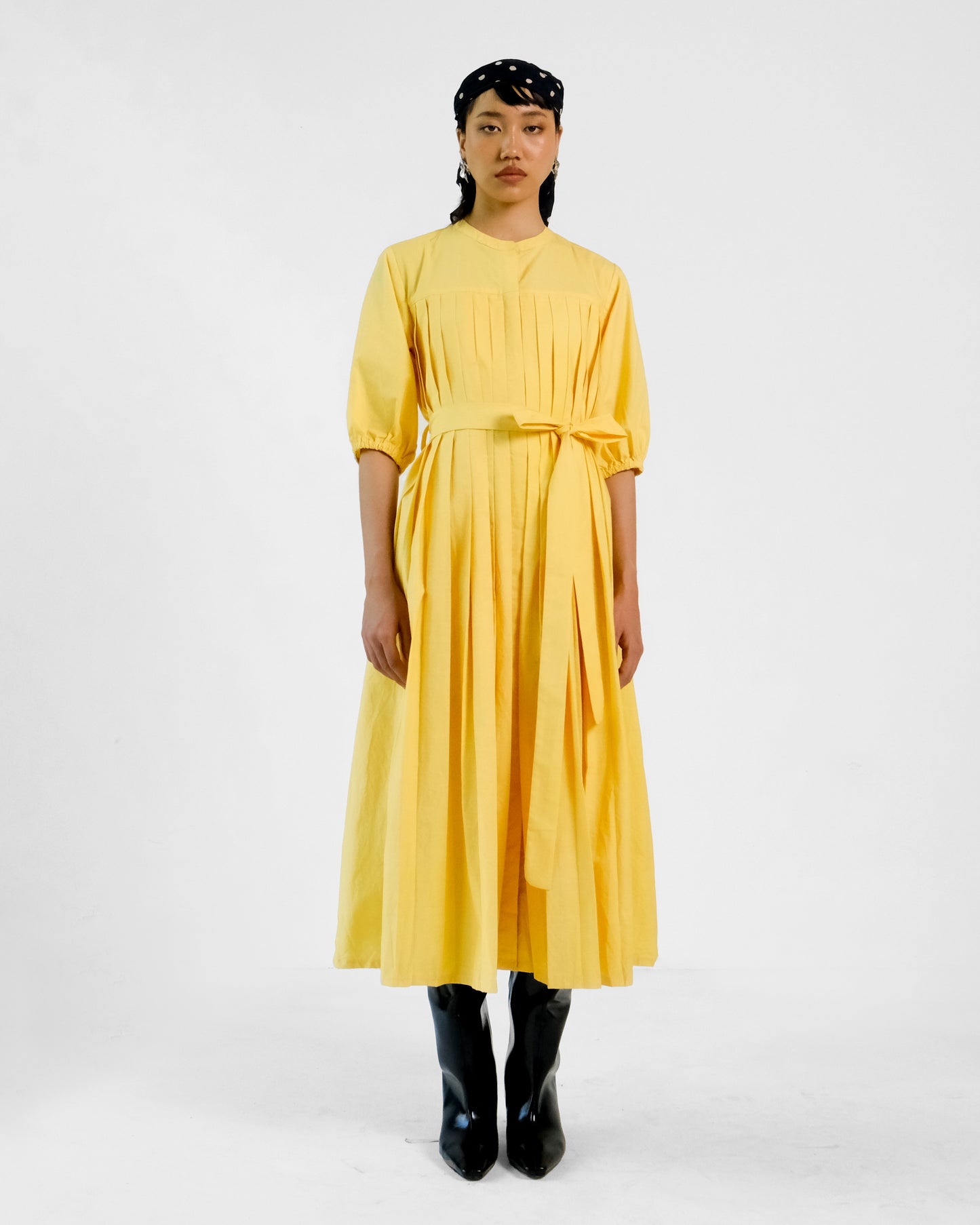 Iris Pleated Yellow Dress