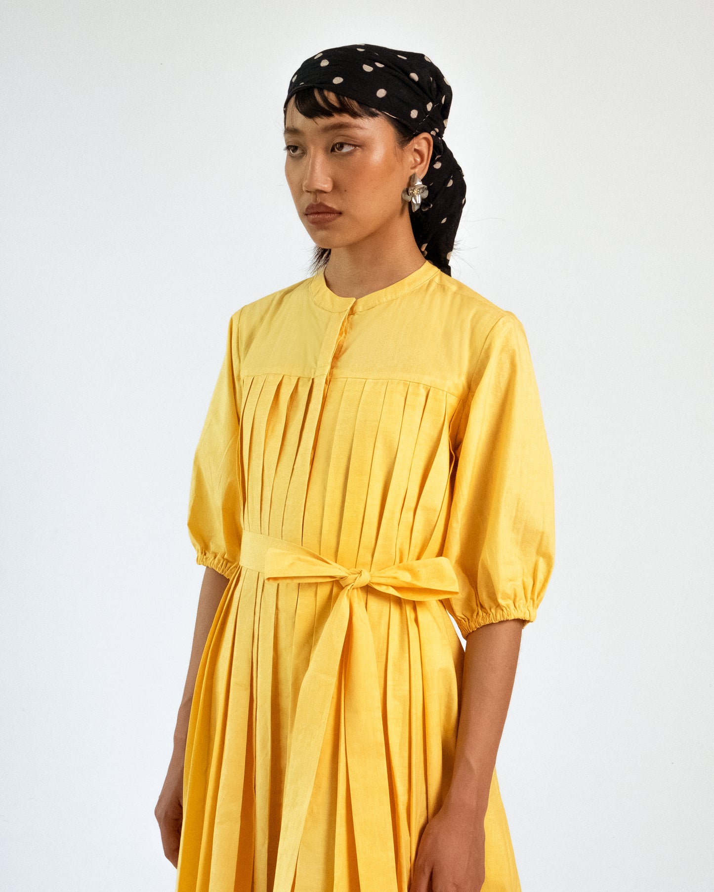 Iris Pleated Yellow Dress