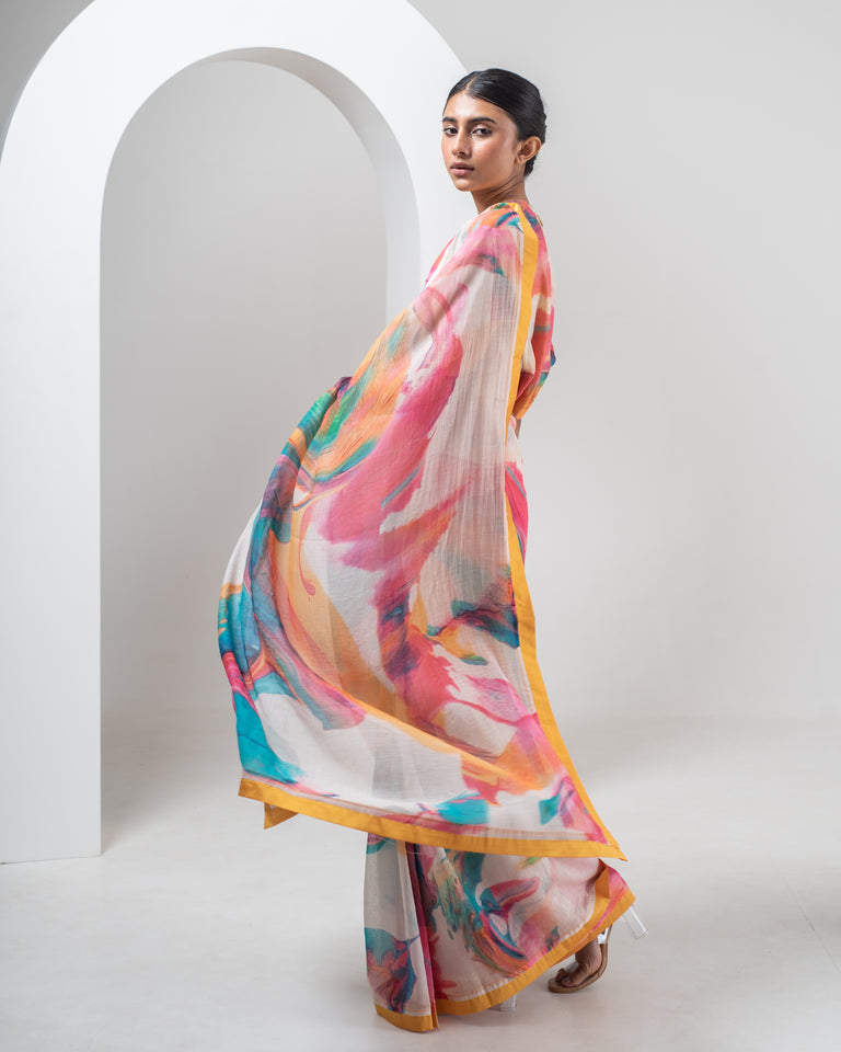 Load image into Gallery viewer, Agate Multicoloured Chanderi Silk Saree