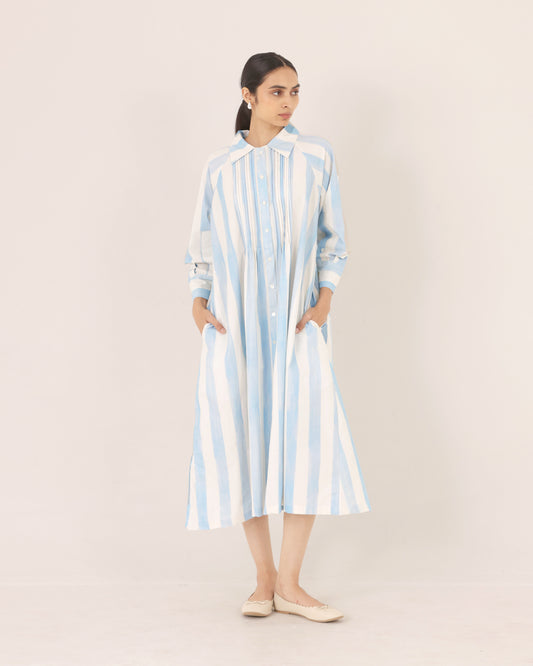 Vale Pintuck Stripe Dress