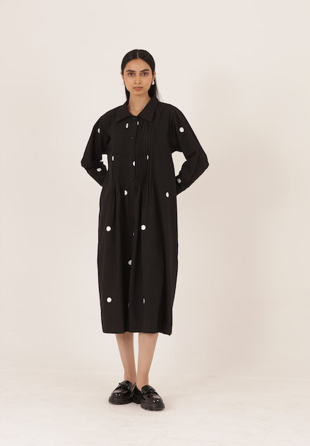Noir Pintuck Stripe Dress
