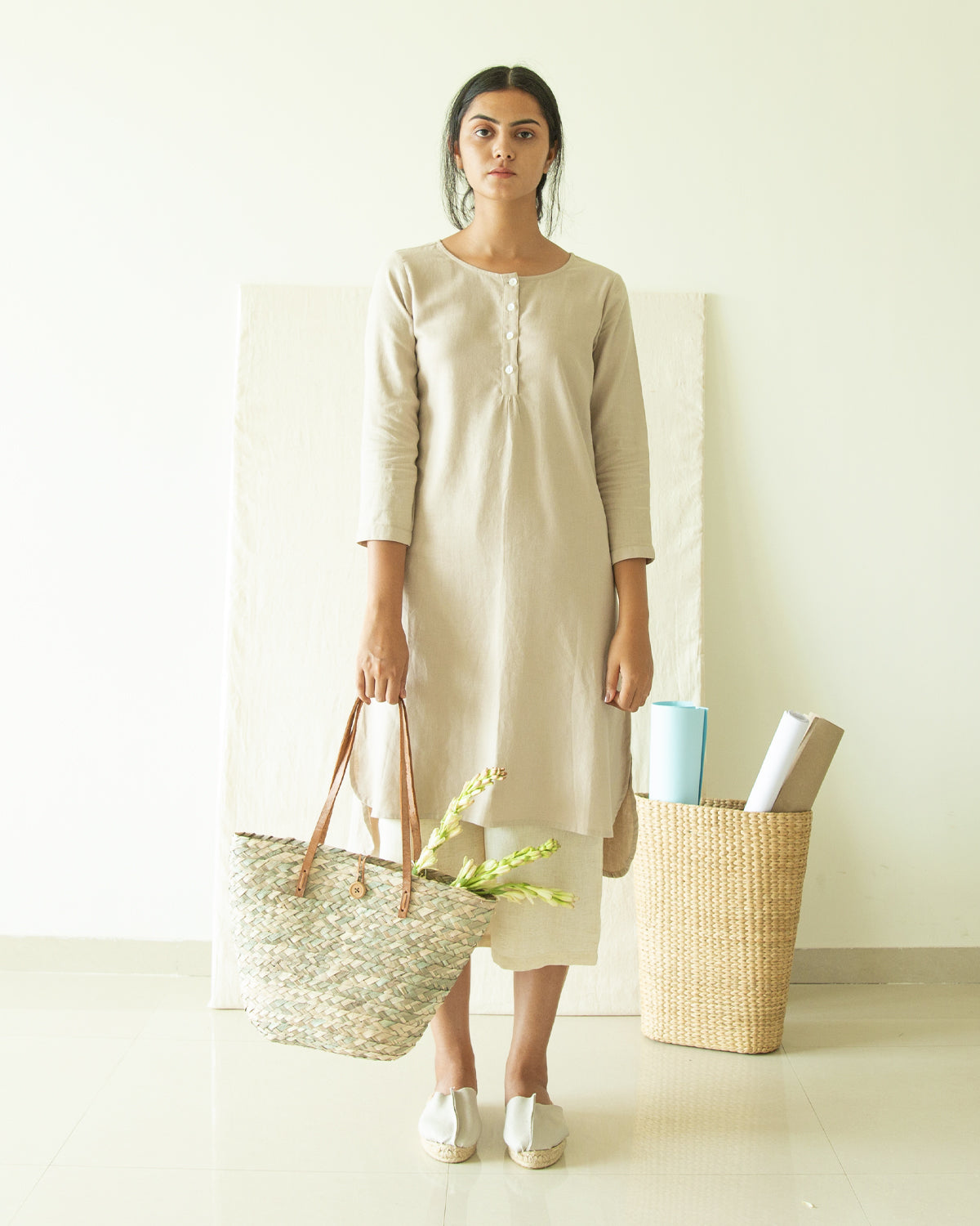 Beige Jute Linen Tunic