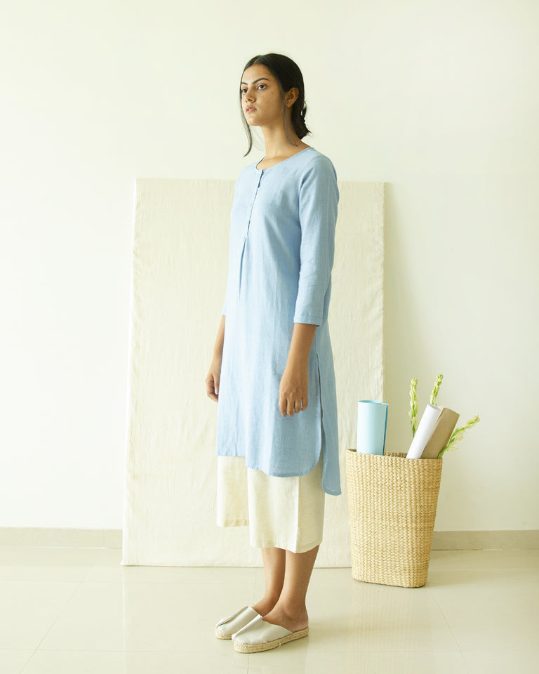 Load image into Gallery viewer, Blue Cotton Linen Tunic