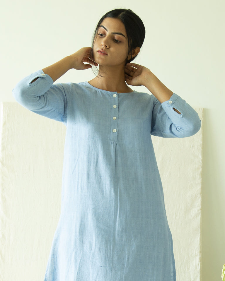Load image into Gallery viewer, Blue Cotton Linen Tunic